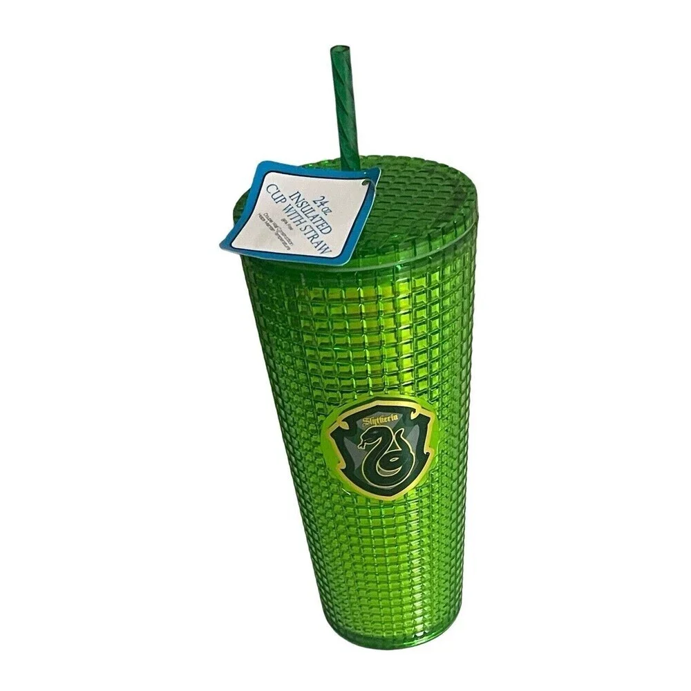 NEW Harry Potter Slytherin Snake Green Grid Tumbler Cold Cup